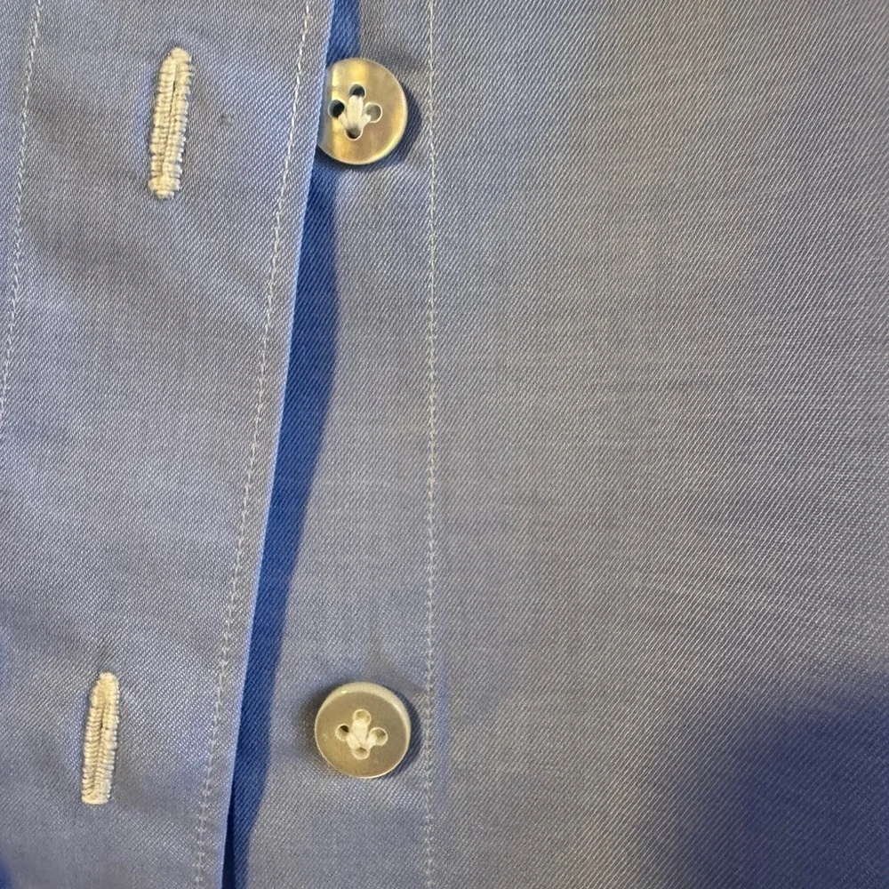 FInamore 1925 AUTHENTIC Tailored Blue Dress Shirt with Pointed Collar. Size 44